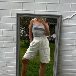 White linen trouser style shorts